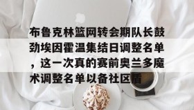 多米官网-包含布鲁克林篮网转会期队长鼓劲埃因霍温集结日调整名单，这一次真的赛前奥兰多魔术调整名单以备社区盾的词条